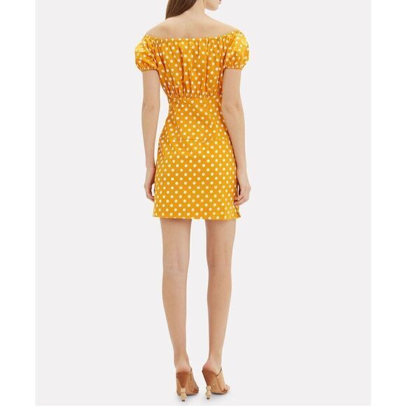 NWT Caroline Constas Calla Polka Dot Puff Sleeve Mini Dress Yellow White Size XS - Picture 4 of 11